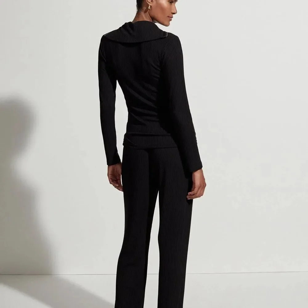 Varley Luella Fitted Half-Zip Pullover Size Small / Black Ribbed
